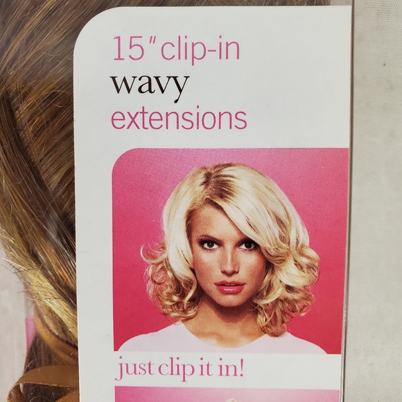 Jessica Simpson Hair Do Clip In Hair Extensions 15" Wavy Glazed Strawberry - Picture 2 of 12